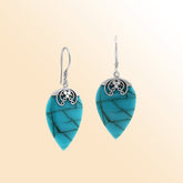 AE-1118-TQ Sterling Silver Fancy Shape Earring With Turquoise Jewelry Bali Designs Inc